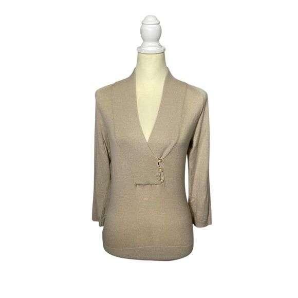 Ann Taylor Cashmere Blend Faux Wrap Front W/ Buttons Knit Sweater Women's XXS - Picture 1 of 16